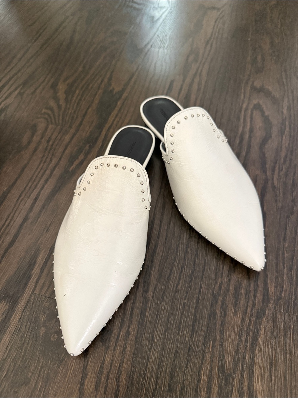 Rebecca Minkoff White Studded Pointed Mules